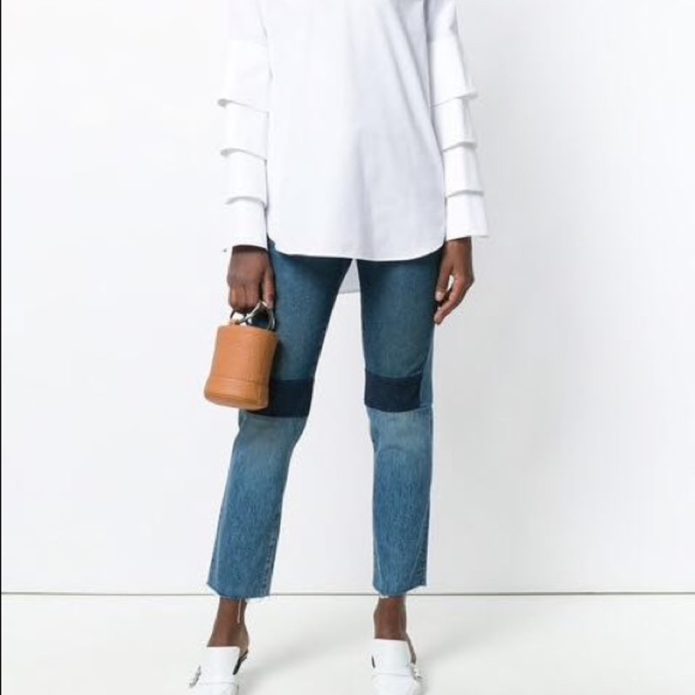 New Helmut Lang Patchwork HighRise Crop Slim Jeans